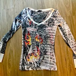 Long sleeve tissue tattoo fashion top